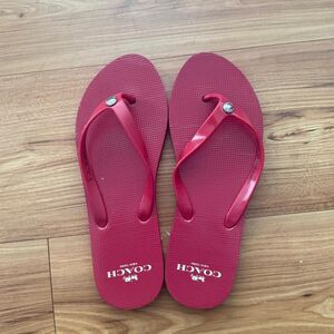 Coach Women's Red and Pink Flipflops